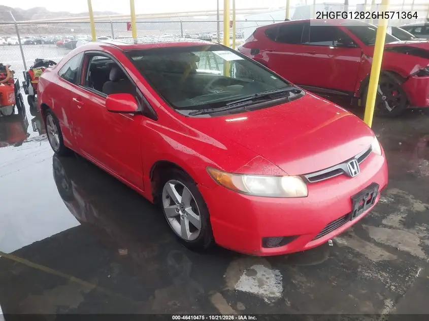 HONDA CIVIC 2006, VIN 2HGFG12826H571364