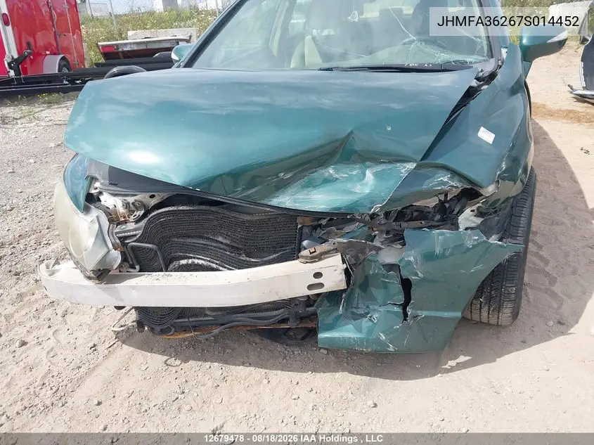 2007 HONDA CIVIC VIN JHMFA36267S014452 — фото 6