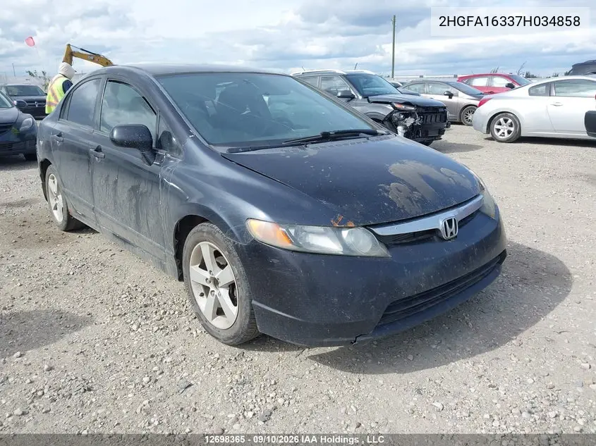 HONDA CIVIC 2007, VIN 2HGFA16337H034858