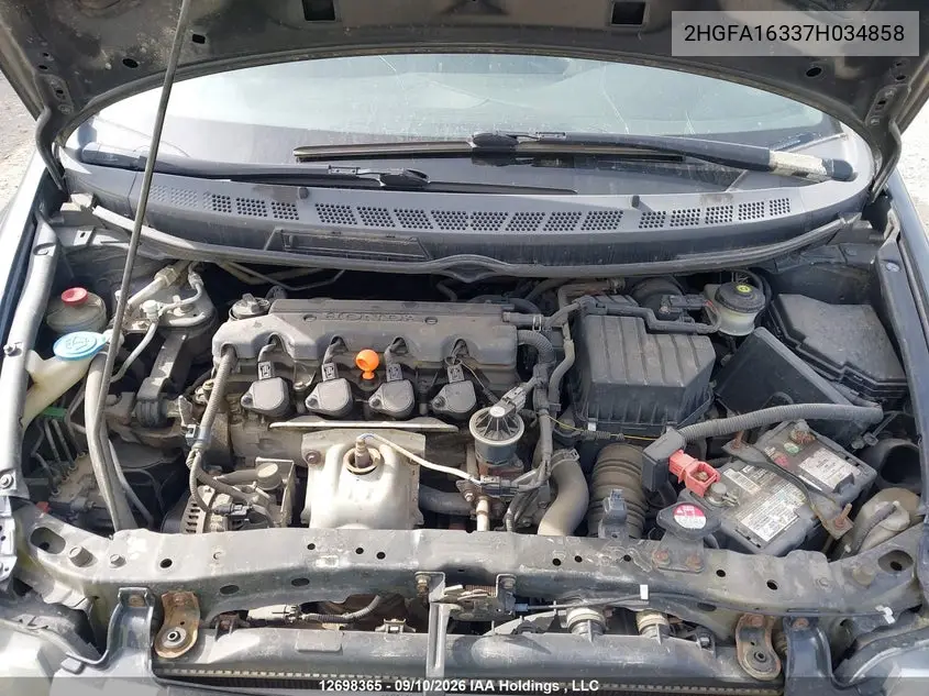 2007 HONDA CIVIC VIN 2HGFA16337H034858 — фото 10