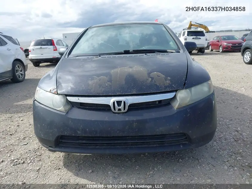 2007 HONDA CIVIC VIN 2HGFA16337H034858 — фото 13