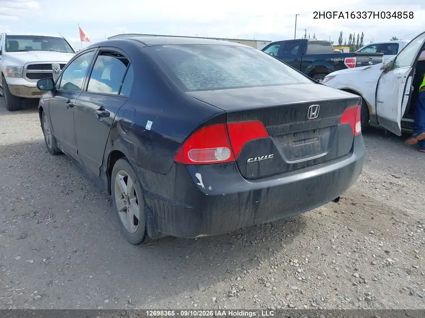 2007 HONDA CIVIC VIN 2HGFA16337H034858 — фото 3