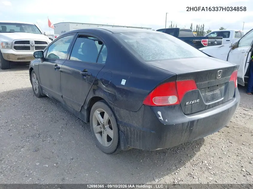 2007 HONDA CIVIC VIN 2HGFA16337H034858 — фото 6