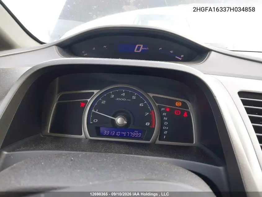 2007 HONDA CIVIC VIN 2HGFA16337H034858 — фото 7