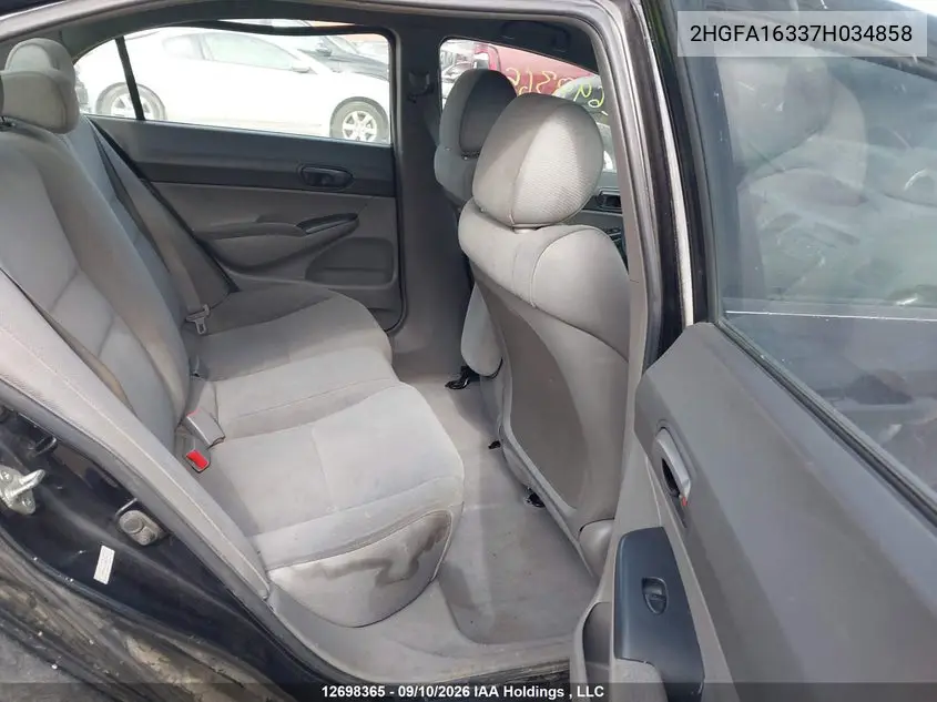 2007 HONDA CIVIC VIN 2HGFA16337H034858 — фото 8