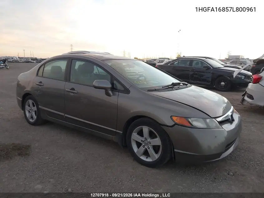 HONDA CIVIC 2007, VIN 1HGFA16857L800961