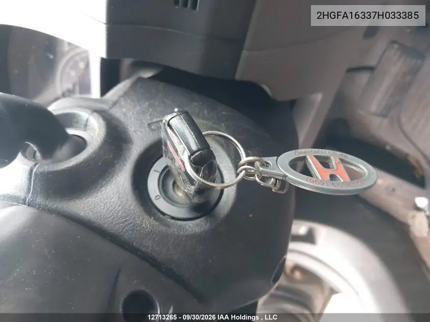 2007 HONDA CIVIC VIN 2HGFA16337H033385 — фото 12