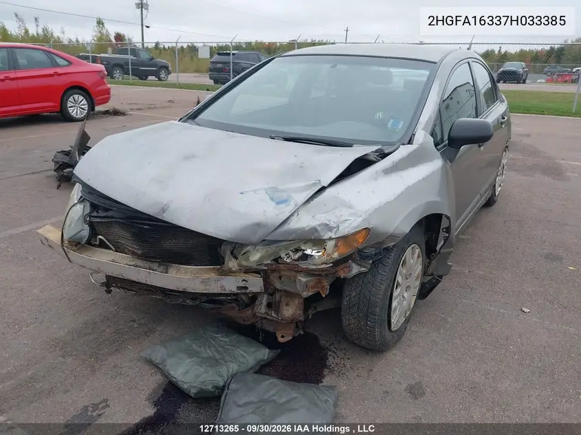 2007 HONDA CIVIC VIN 2HGFA16337H033385 — фото 7