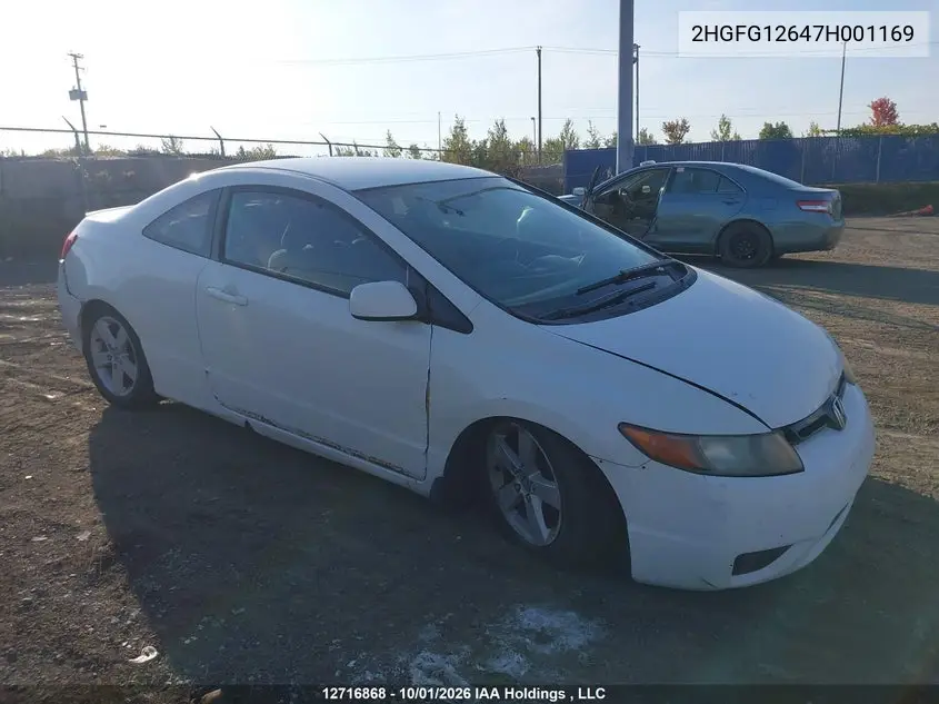 HONDA CIVIC 2007, VIN 2HGFG12647H001169