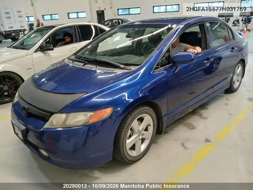 HONDA CIVIC 2007, VIN 2HGFA15577H031769