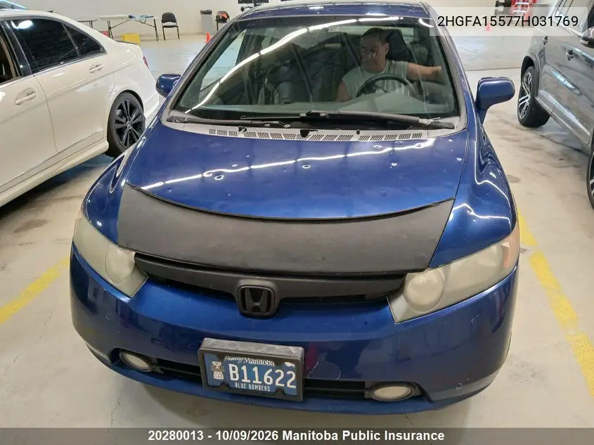 2007 HONDA CIVIC VIN 2HGFA15577H031769 — фото 2