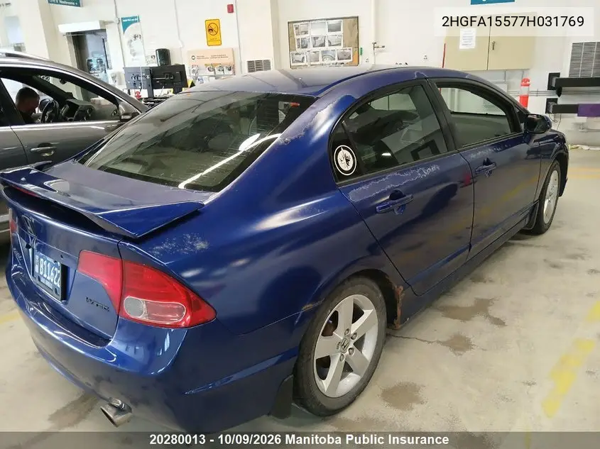 2007 HONDA CIVIC VIN 2HGFA15577H031769 — фото 4