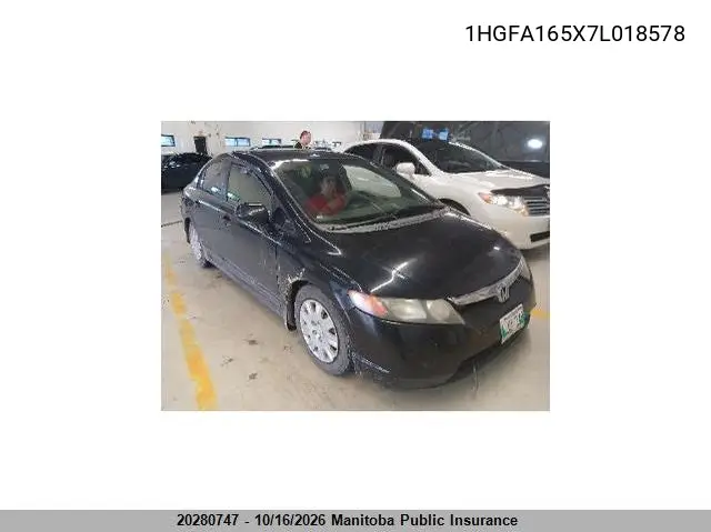 HONDA CIVIC 2007, VIN 1HGFA165X7L018578
