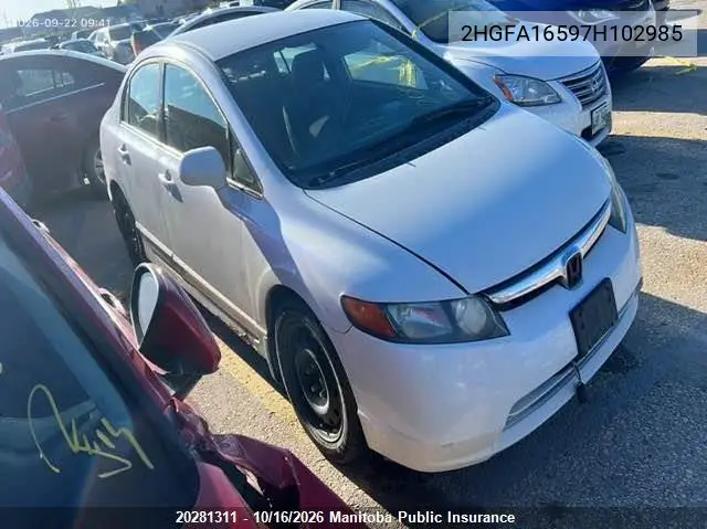 HONDA CIVIC 2007, VIN 2HGFA16597H102985