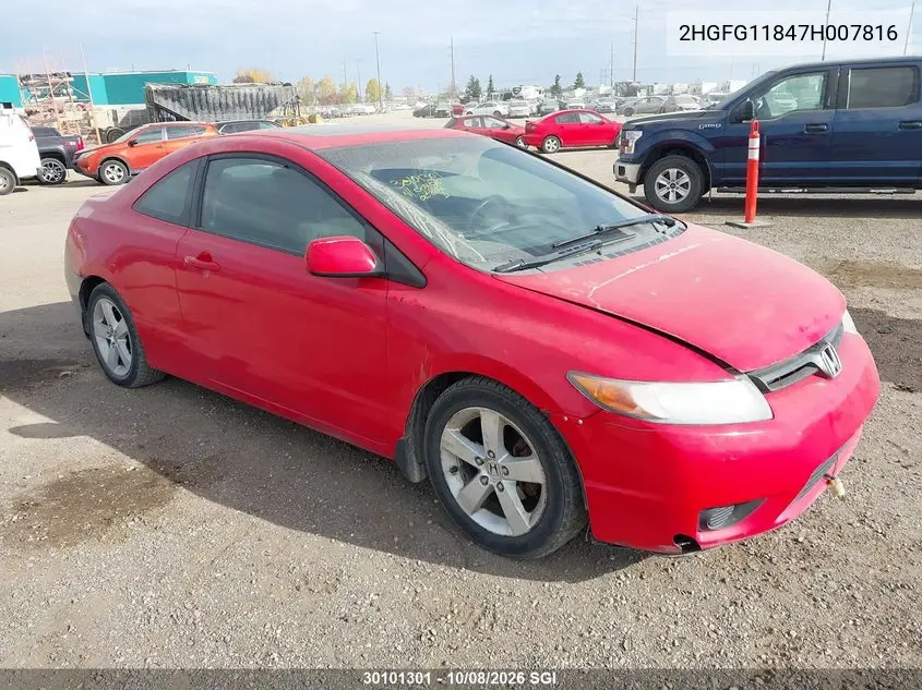 HONDA CIVIC 2007, VIN 2HGFG11847H007816