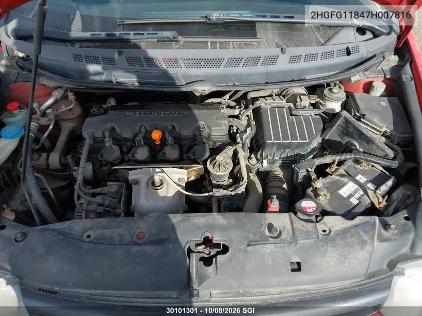 2007 HONDA CIVIC VIN 2HGFG11847H007816 — фото 10