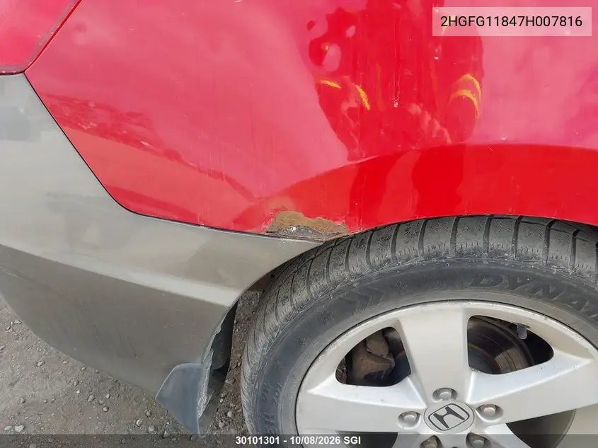 2007 HONDA CIVIC VIN 2HGFG11847H007816 — фото 14