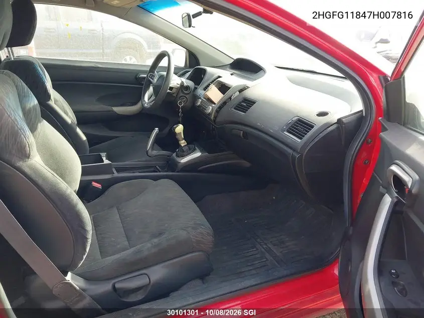 2007 HONDA CIVIC VIN 2HGFG11847H007816 — фото 5