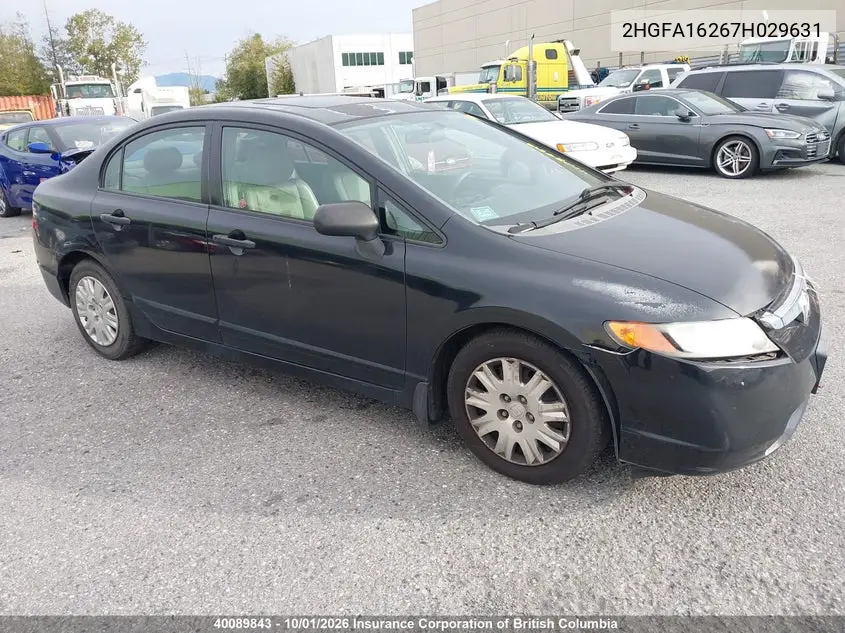 HONDA CIVIC 2007, VIN 2HGFA16267H029631