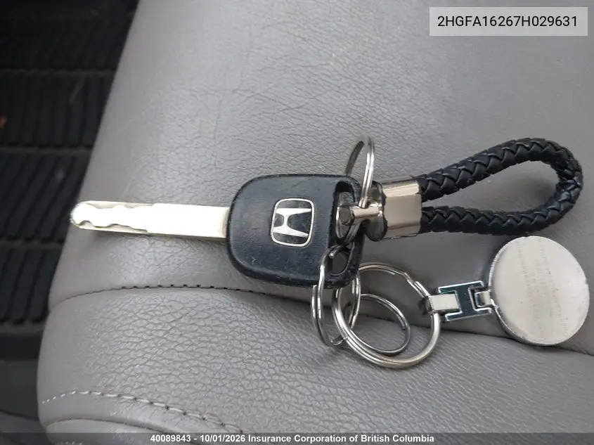2007 HONDA CIVIC VIN 2HGFA16267H029631 — фото 11