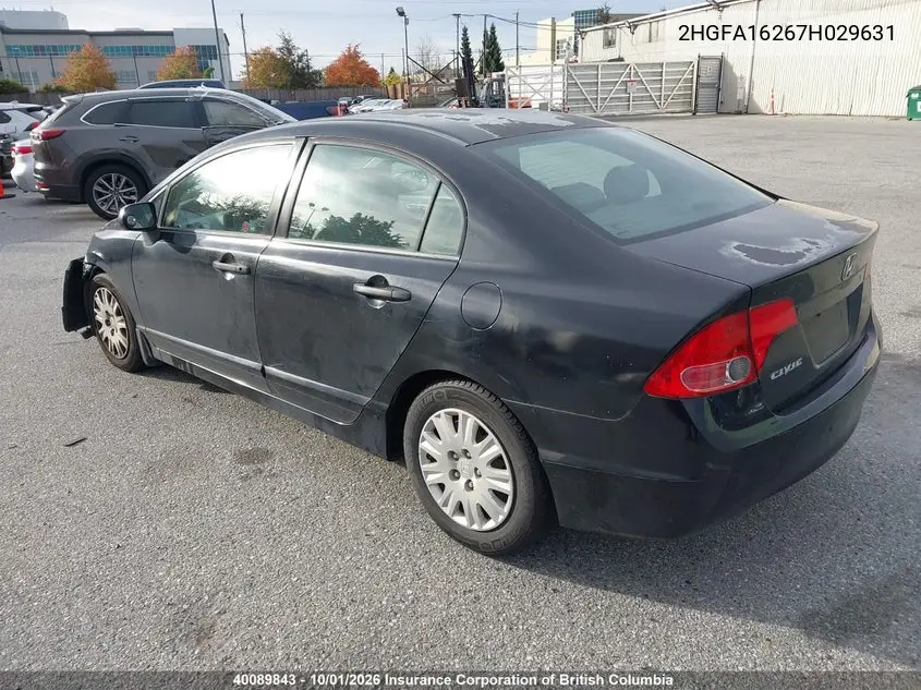 2007 HONDA CIVIC VIN 2HGFA16267H029631 — фото 3