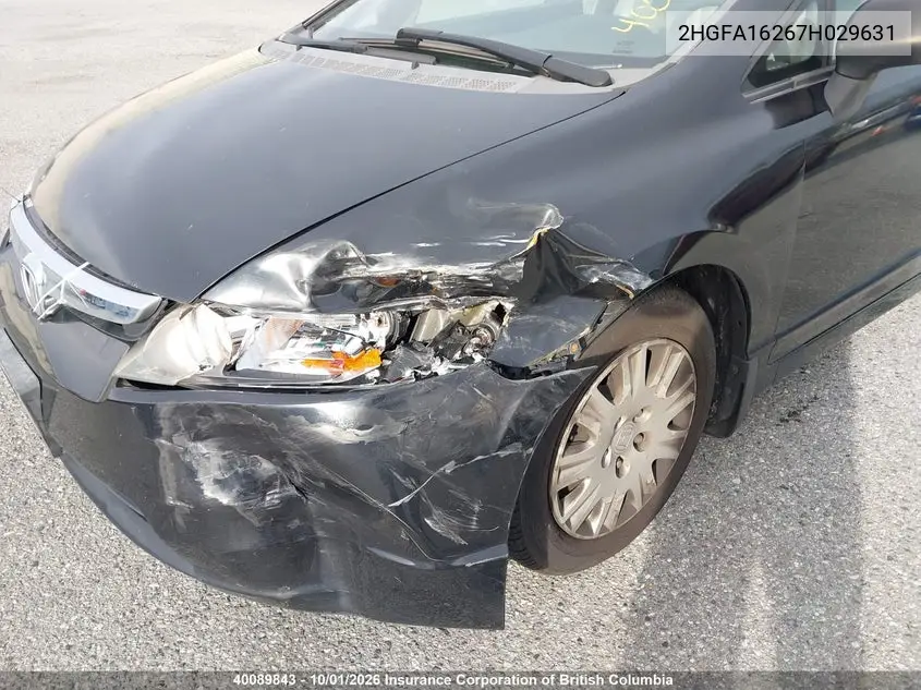 2007 HONDA CIVIC VIN 2HGFA16267H029631 — фото 6
