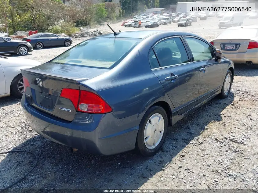 2007 HONDA CIVIC VIN JHMFA36277S006540 — фото 4