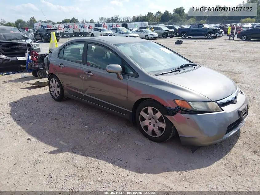 HONDA CIVIC 2007, VIN 1HGFA16597L057422