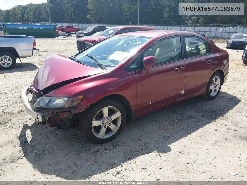 2007 HONDA CIVIC VIN 1HGFA16577L083579 — фото 2