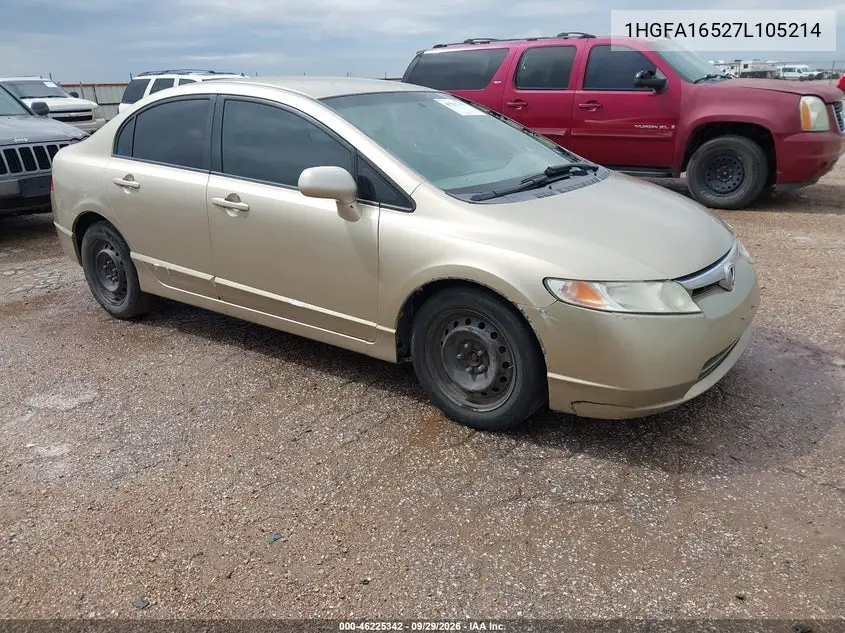 HONDA CIVIC 2007, VIN 1HGFA16527L105214