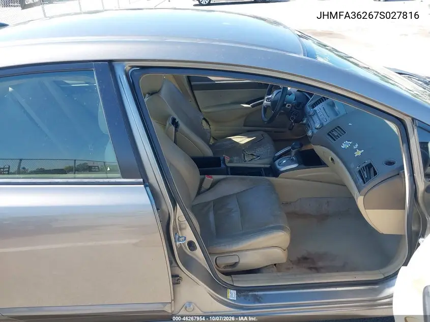 HONDA CIVIC 2007, VIN JHMFA36267S027816
