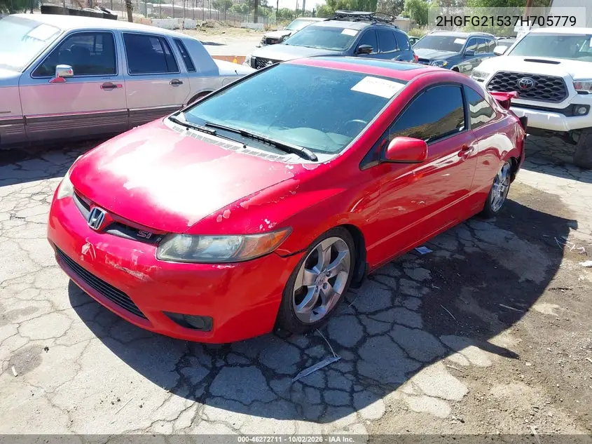 2007 HONDA CIVIC VIN 2HGFG21537H705779 — фото 2