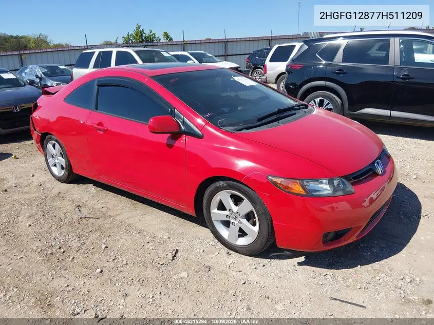 HONDA CIVIC 2007, VIN 2HGFG12877H511209
