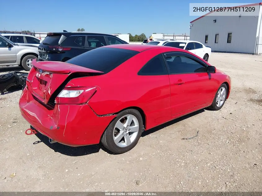 2007 HONDA CIVIC VIN 2HGFG12877H511209 — фото 4