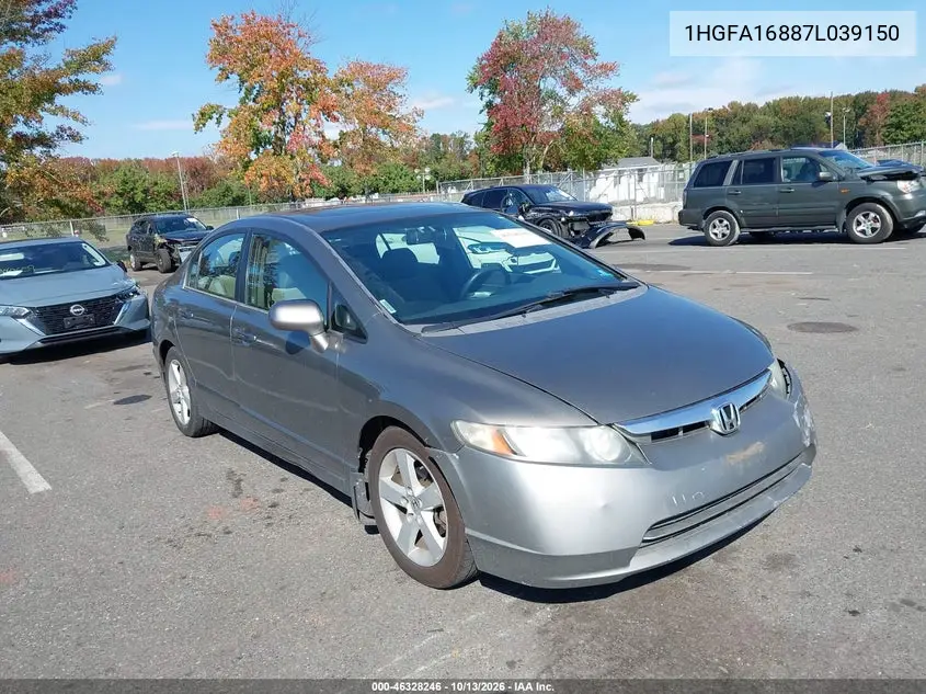 HONDA CIVIC 2007, VIN 1HGFA16887L039150
