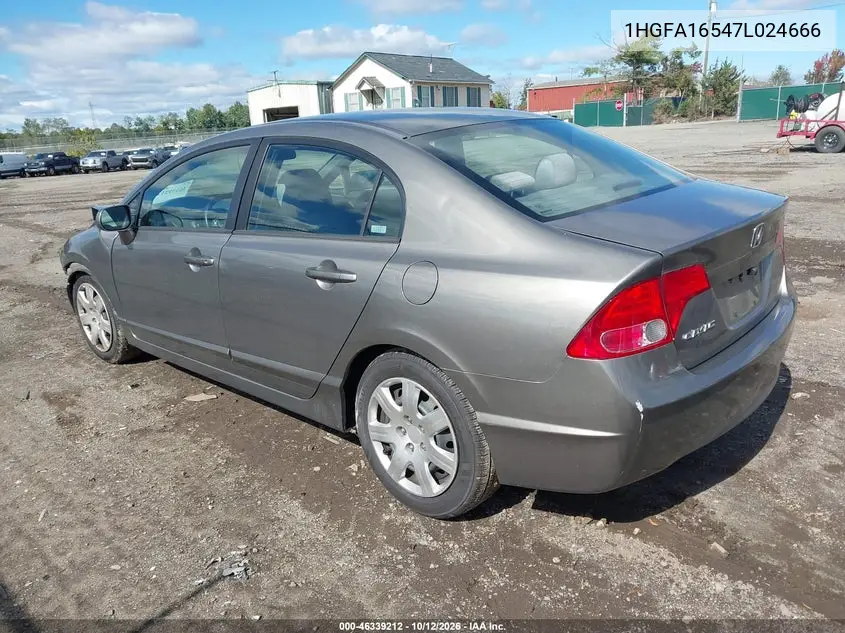 2007 HONDA CIVIC VIN 1HGFA16547L024666 — фото 3