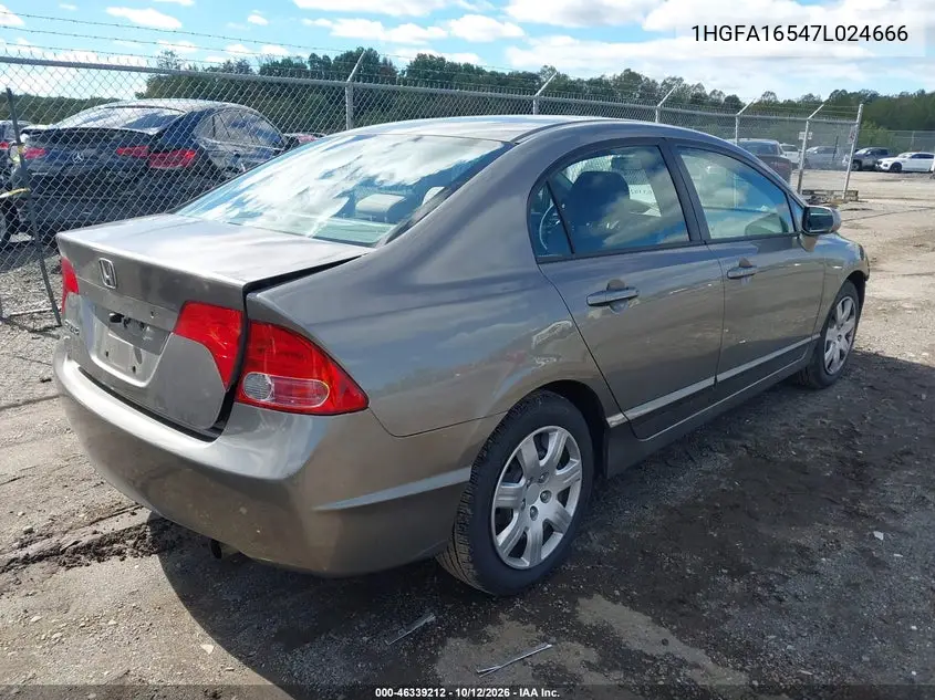 2007 HONDA CIVIC VIN 1HGFA16547L024666 — фото 4