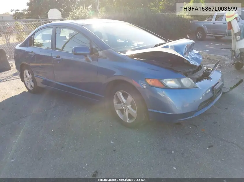 HONDA CIVIC 2007, VIN 1HGFA16867L003599