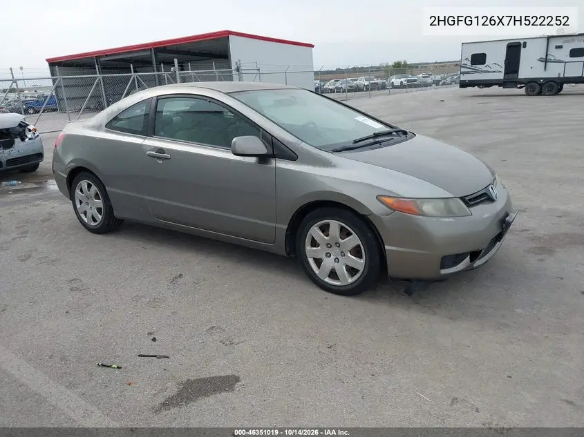 HONDA CIVIC 2007, VIN 2HGFG126X7H522252