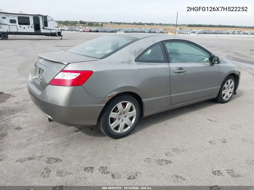 2007 HONDA CIVIC VIN 2HGFG126X7H522252 — фото 4