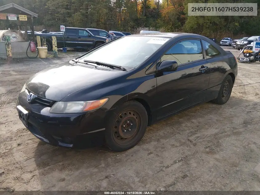 2007 HONDA CIVIC VIN 2HGFG11607H539238 — фото 2