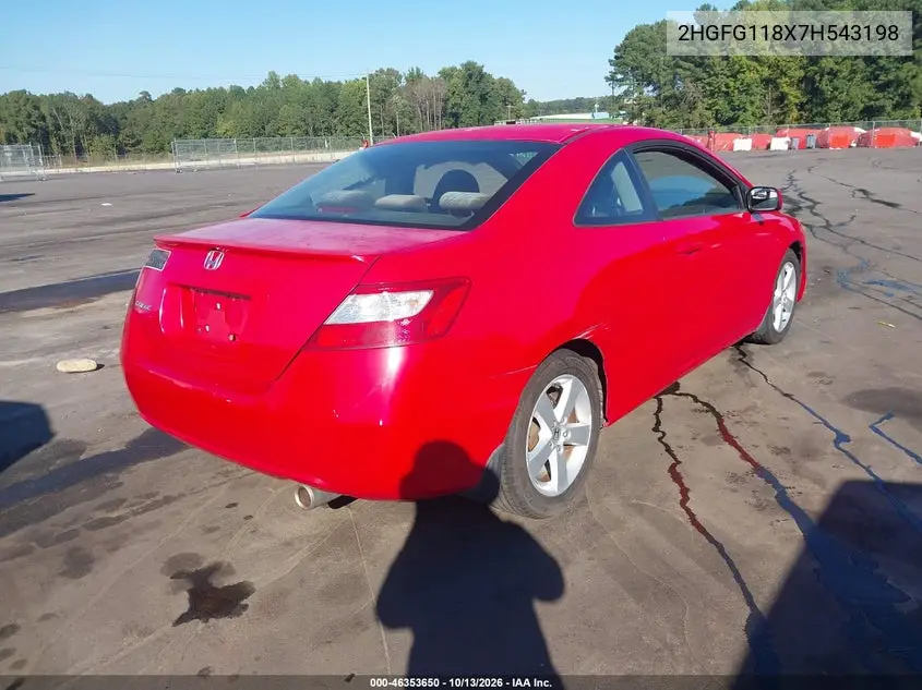 2007 HONDA CIVIC VIN 2HGFG118X7H543198 — фото 4