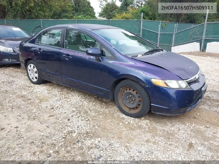 HONDA CIVIC 2007, VIN 2HGFA16507H509111