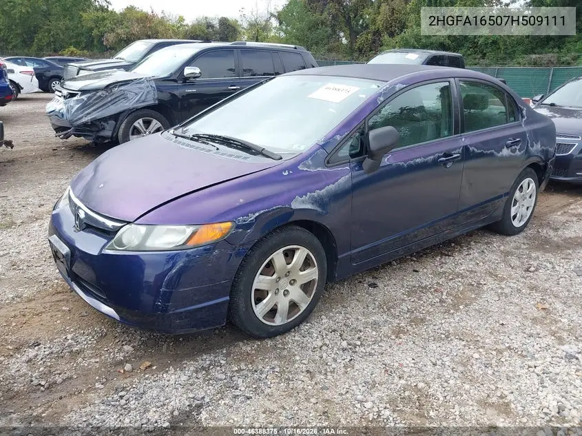 2007 HONDA CIVIC VIN 2HGFA16507H509111 — фото 2