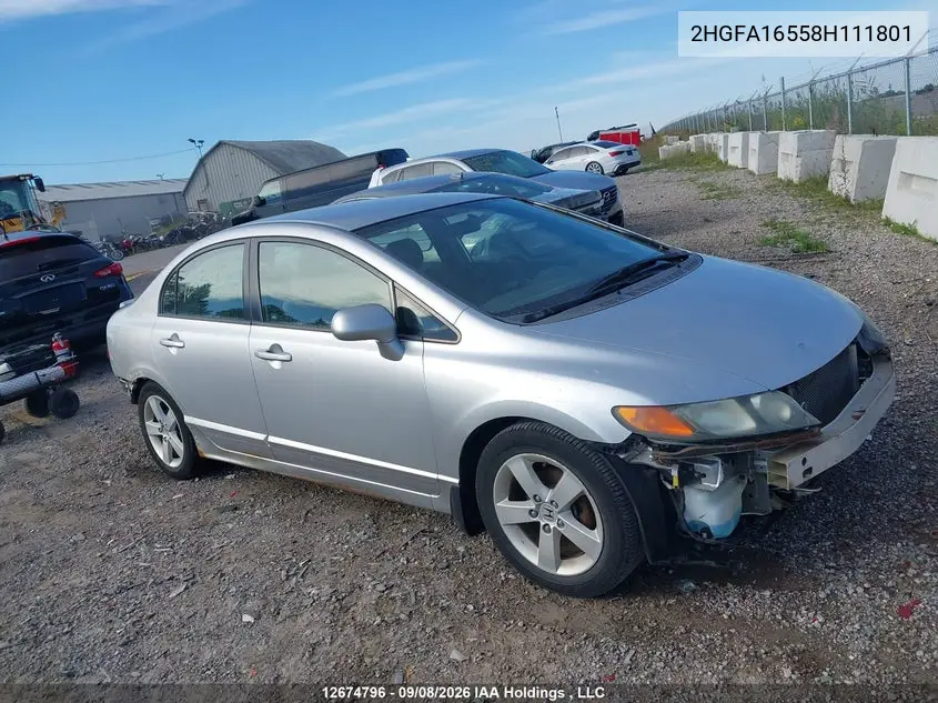 HONDA CIVIC 2008, VIN 2HGFA16558H111801