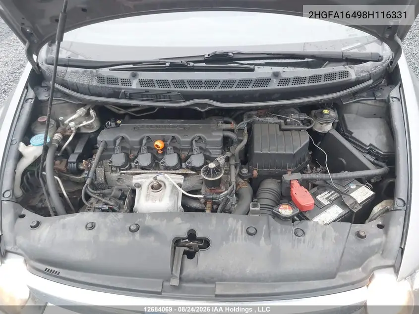2008 HONDA CIVIC VIN 2HGFA16498H116331 — фото 10