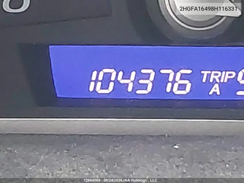 2008 HONDA CIVIC VIN 2HGFA16498H116331 — фото 16