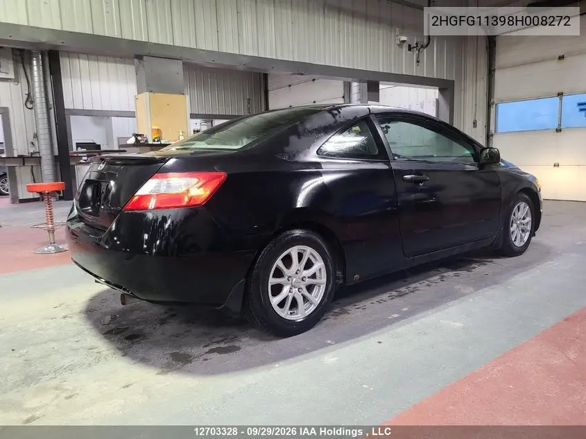 2008 HONDA CIVIC VIN 2HGFG11398H008272 — фото 3