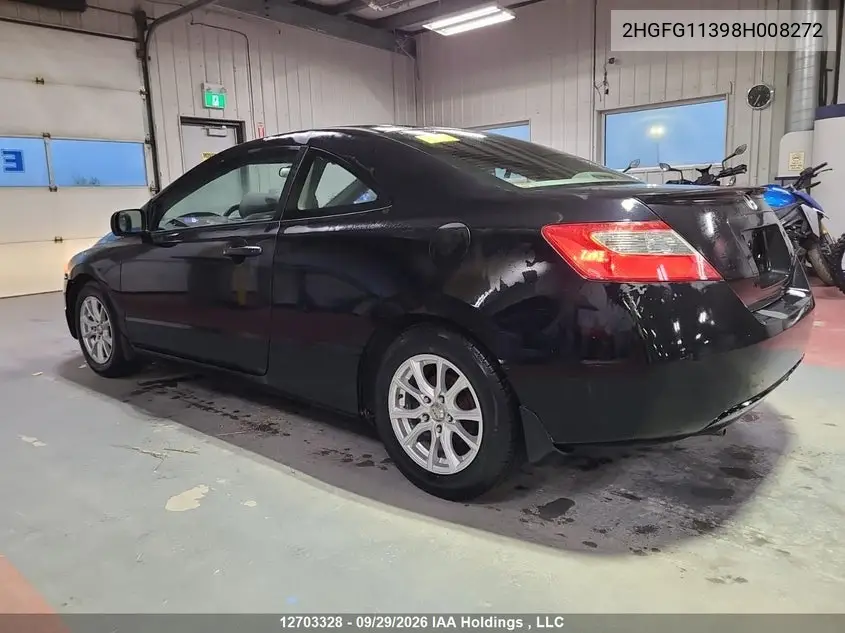 2008 HONDA CIVIC VIN 2HGFG11398H008272 — фото 4