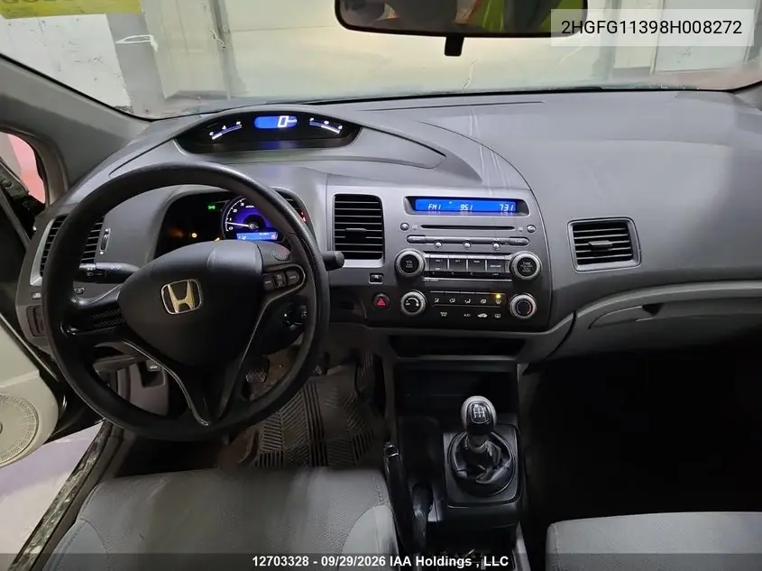 2008 HONDA CIVIC VIN 2HGFG11398H008272 — фото 6